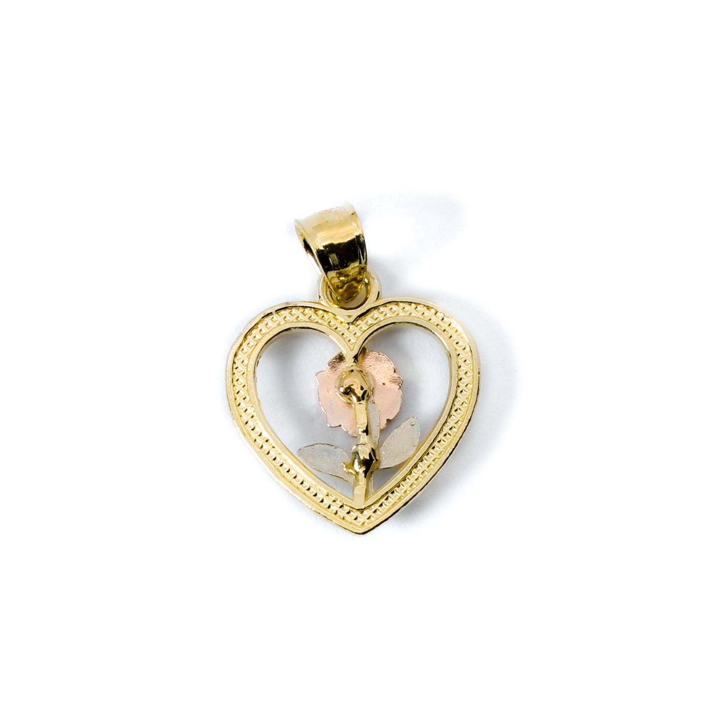 Flower In Heart Charm - 14k Gold