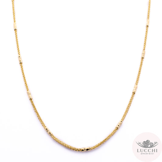 Espiga Wheat Station Chain Necklace - 2mm - 14k