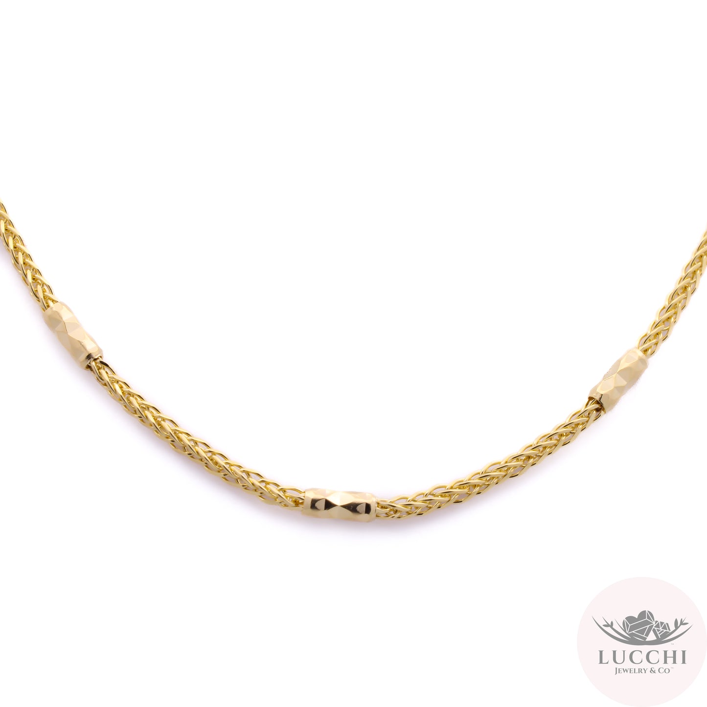 Espiga Wheat Station Chain Necklace - 2mm - 14k