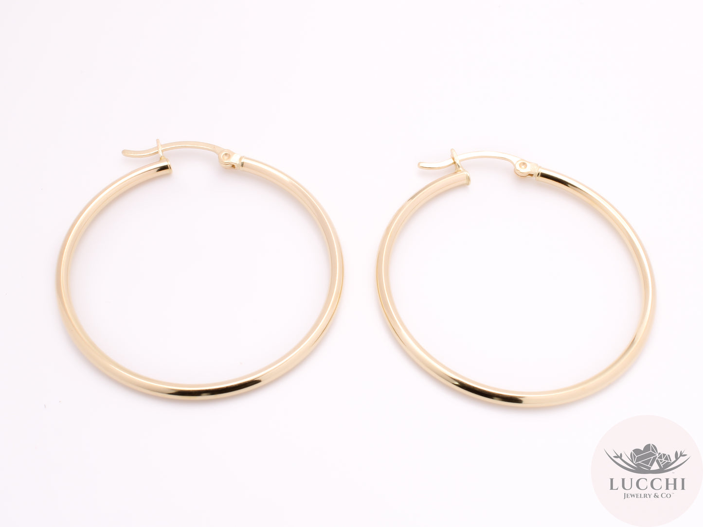 30mm Classic Hoop Earrings - Natural - 14k