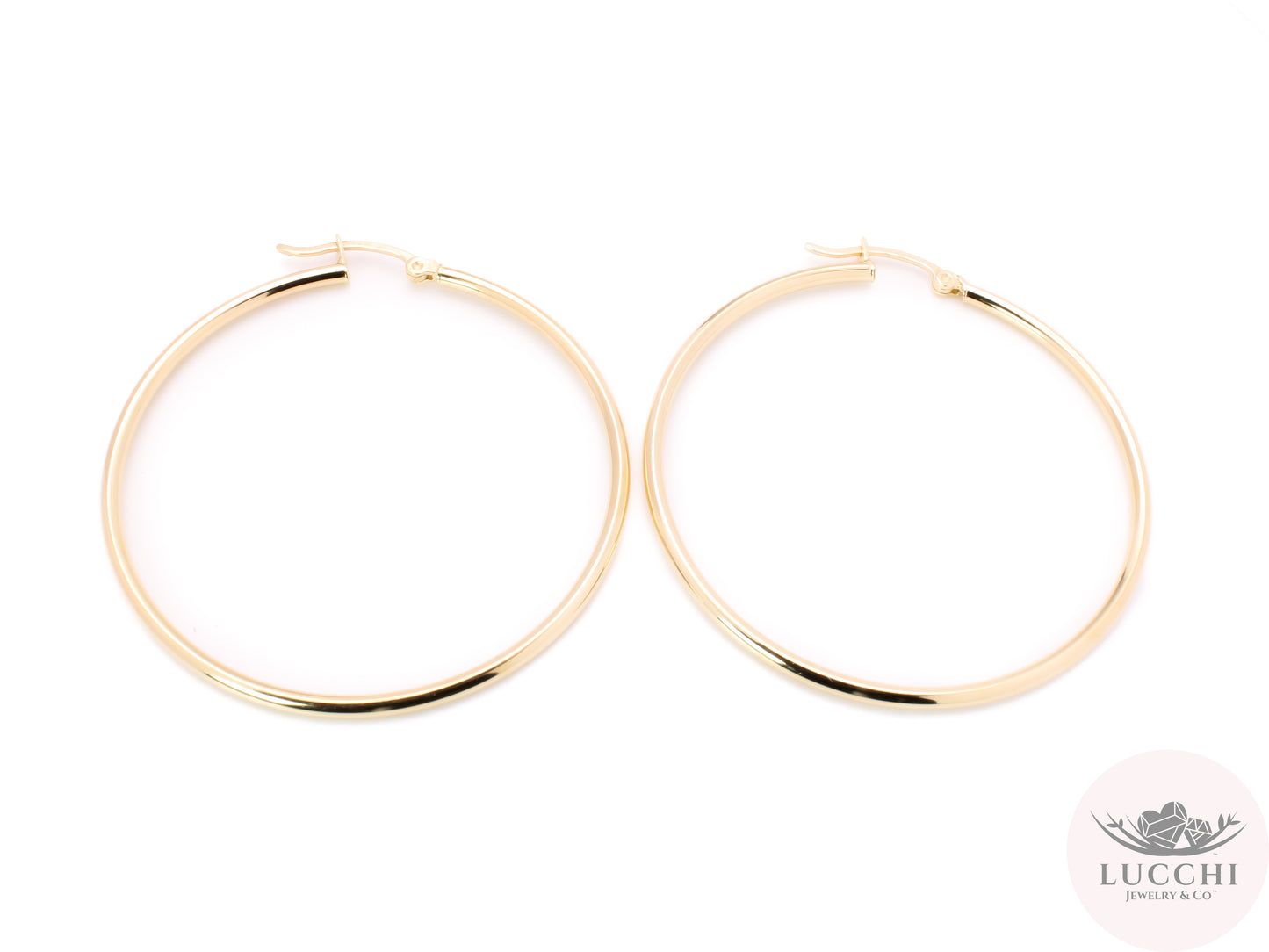 40mm Classic Hoop Earrings - Natural - 14k