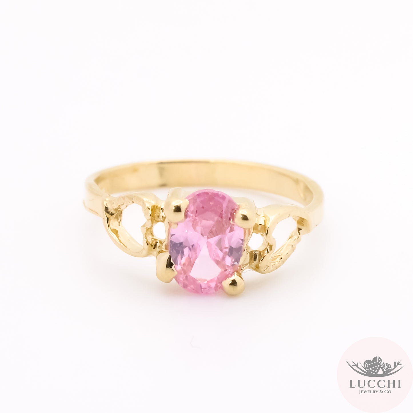 Baby Birthstone Ring Hearts - Pink - 14k