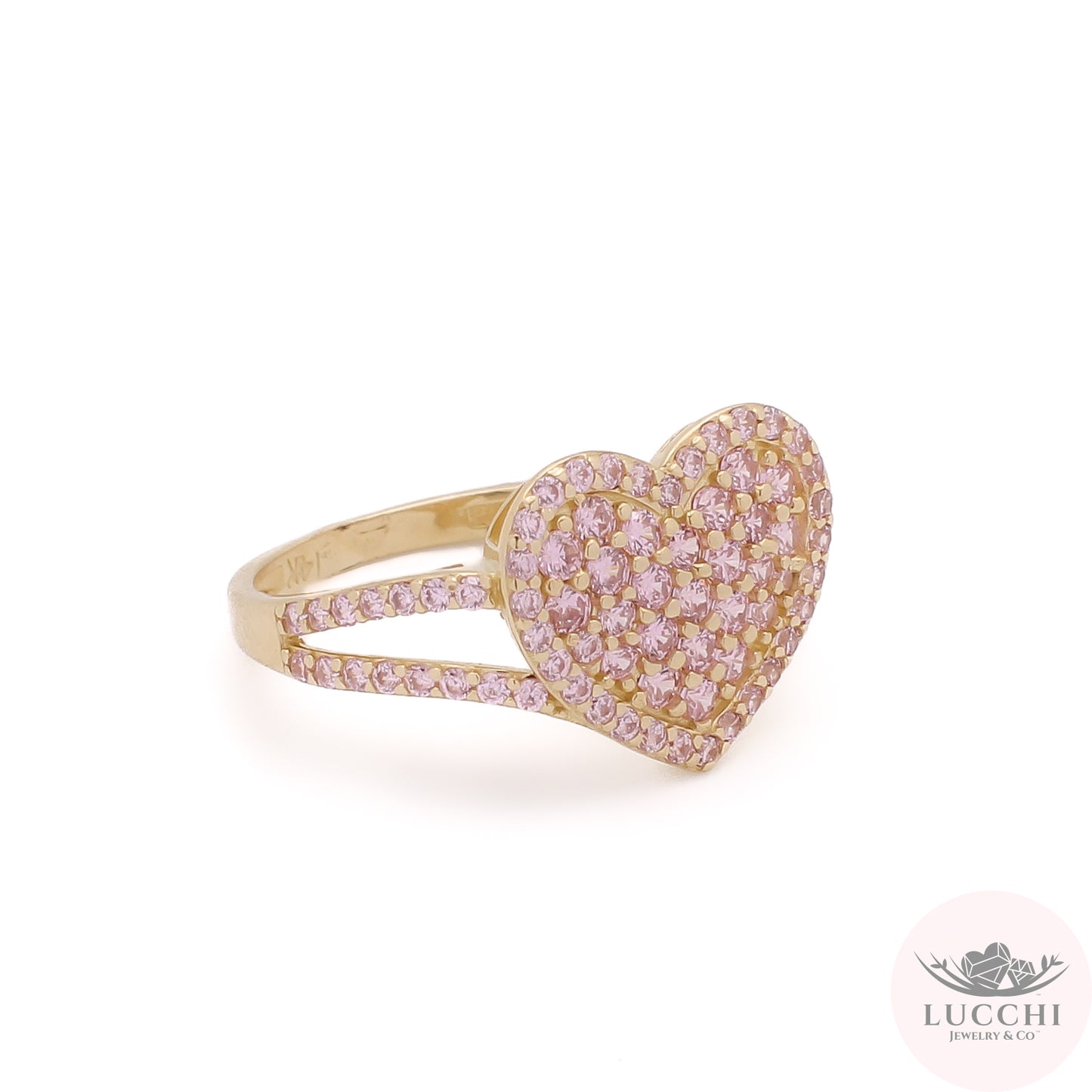 Big Heart Pave x Promise Ring - Crystal Pink - 14k