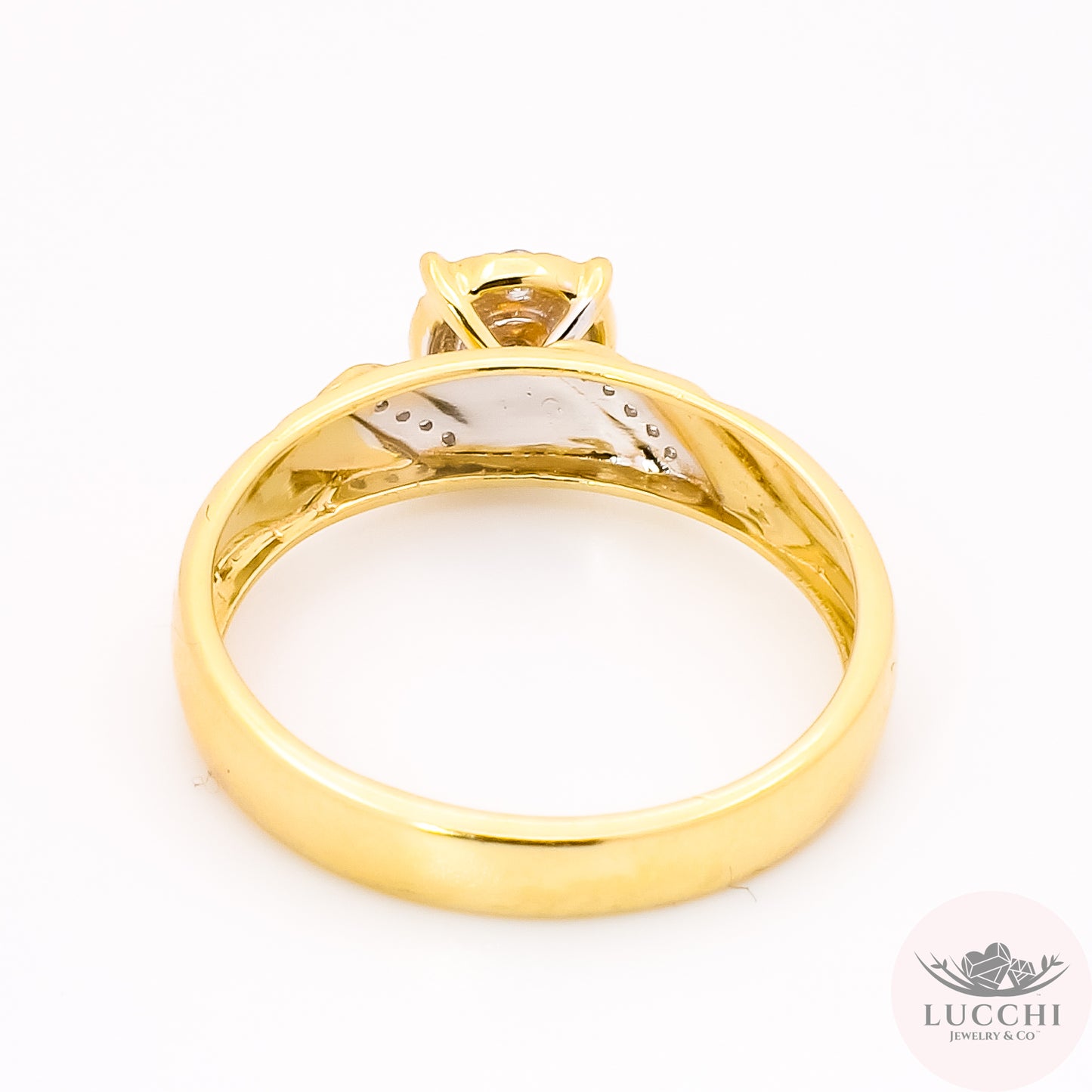 Couples Matching Set Wedding/Engagement Halo Ring - Diamond - 14k