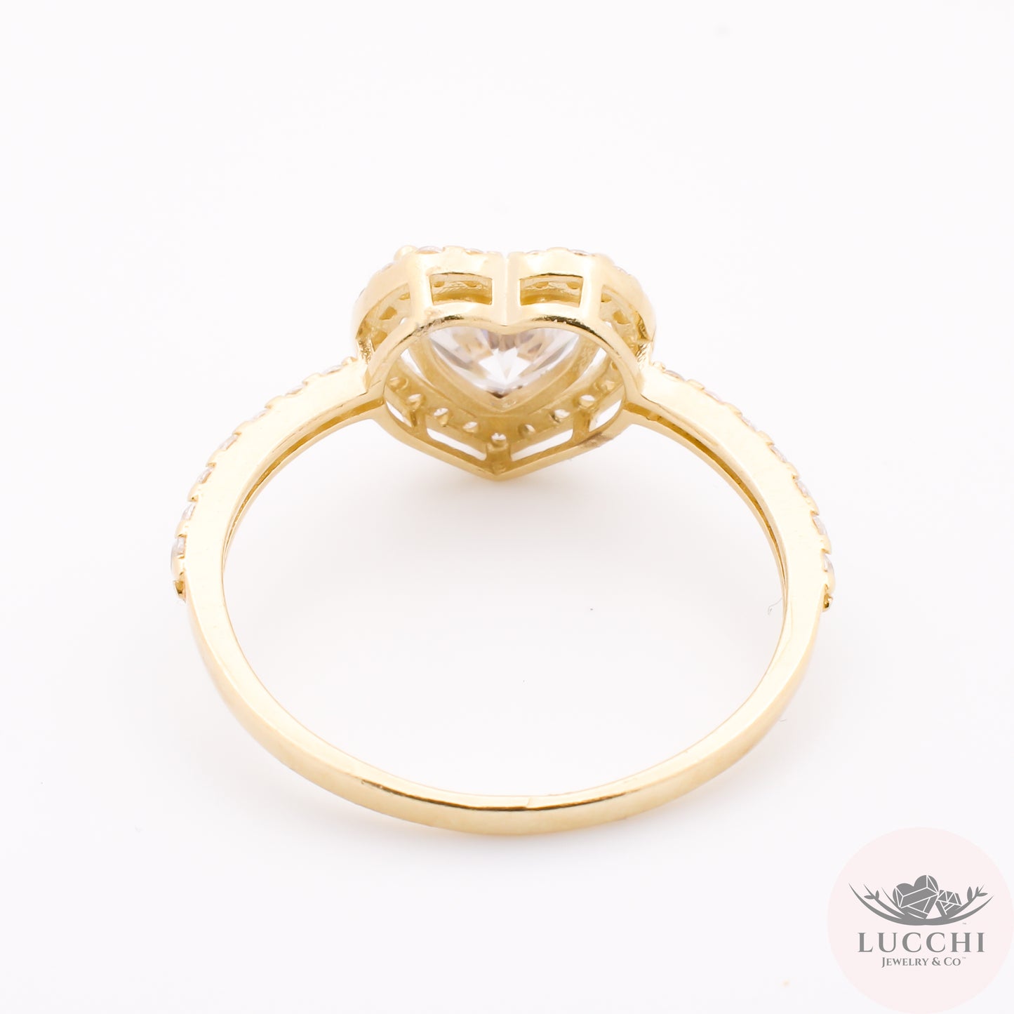 Floating Heart Halo Ring - White - 14k