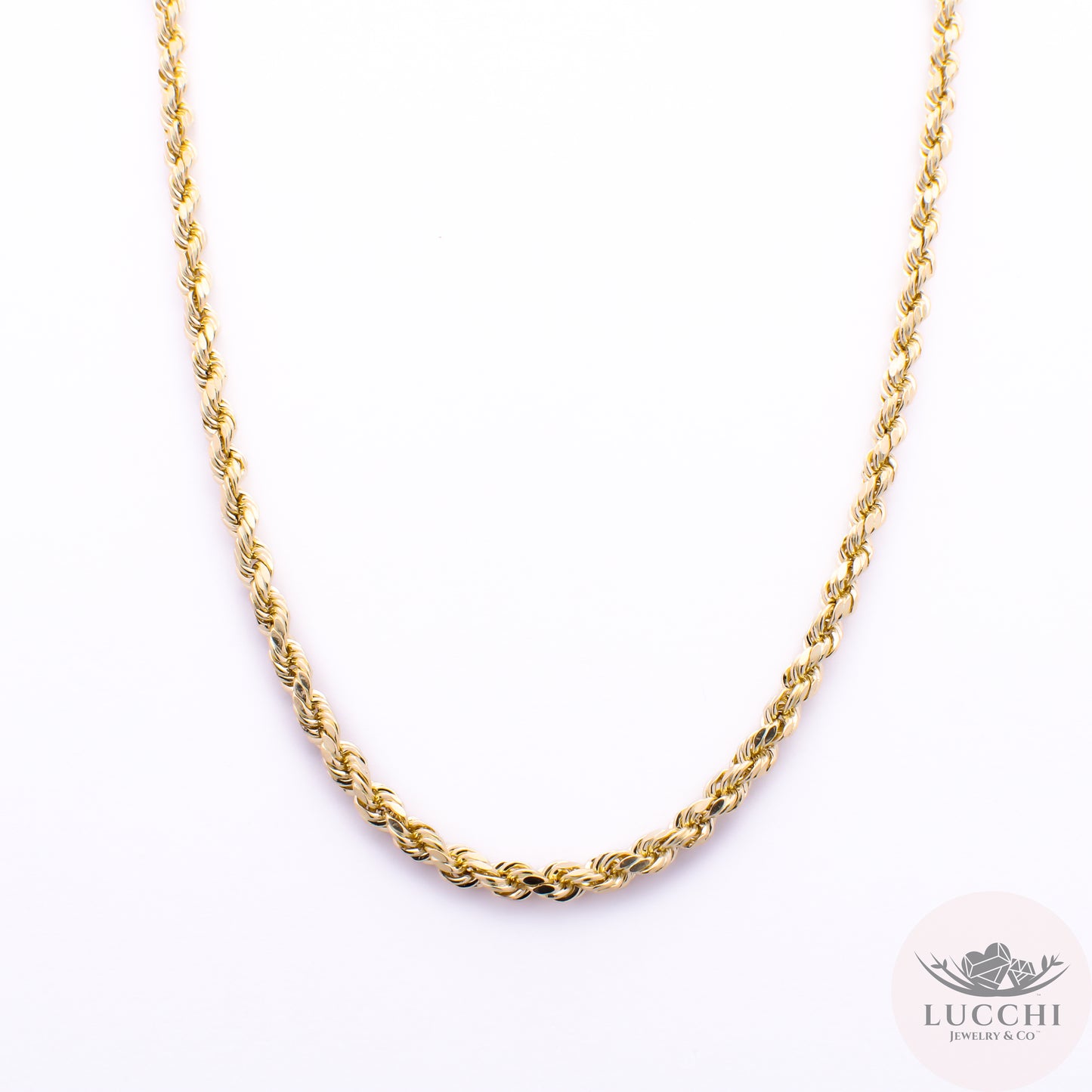 Hollow Rope Chain Necklace - 4mm - 14k
