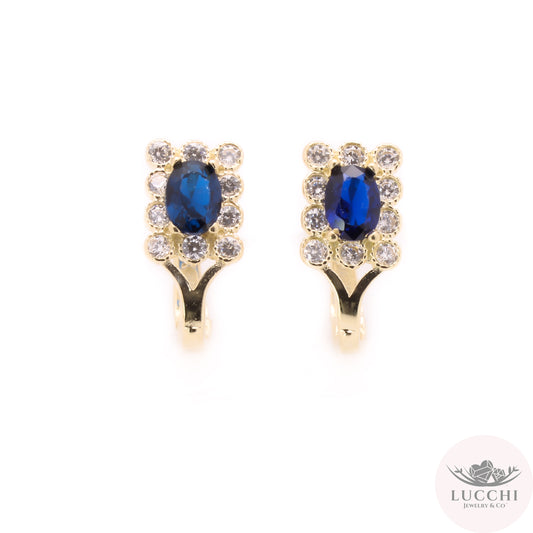 Omega Oval Halo Earrings - 14k