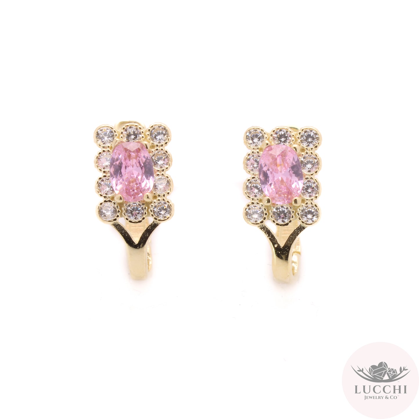 Omega Oval Halo Earrings - 14k