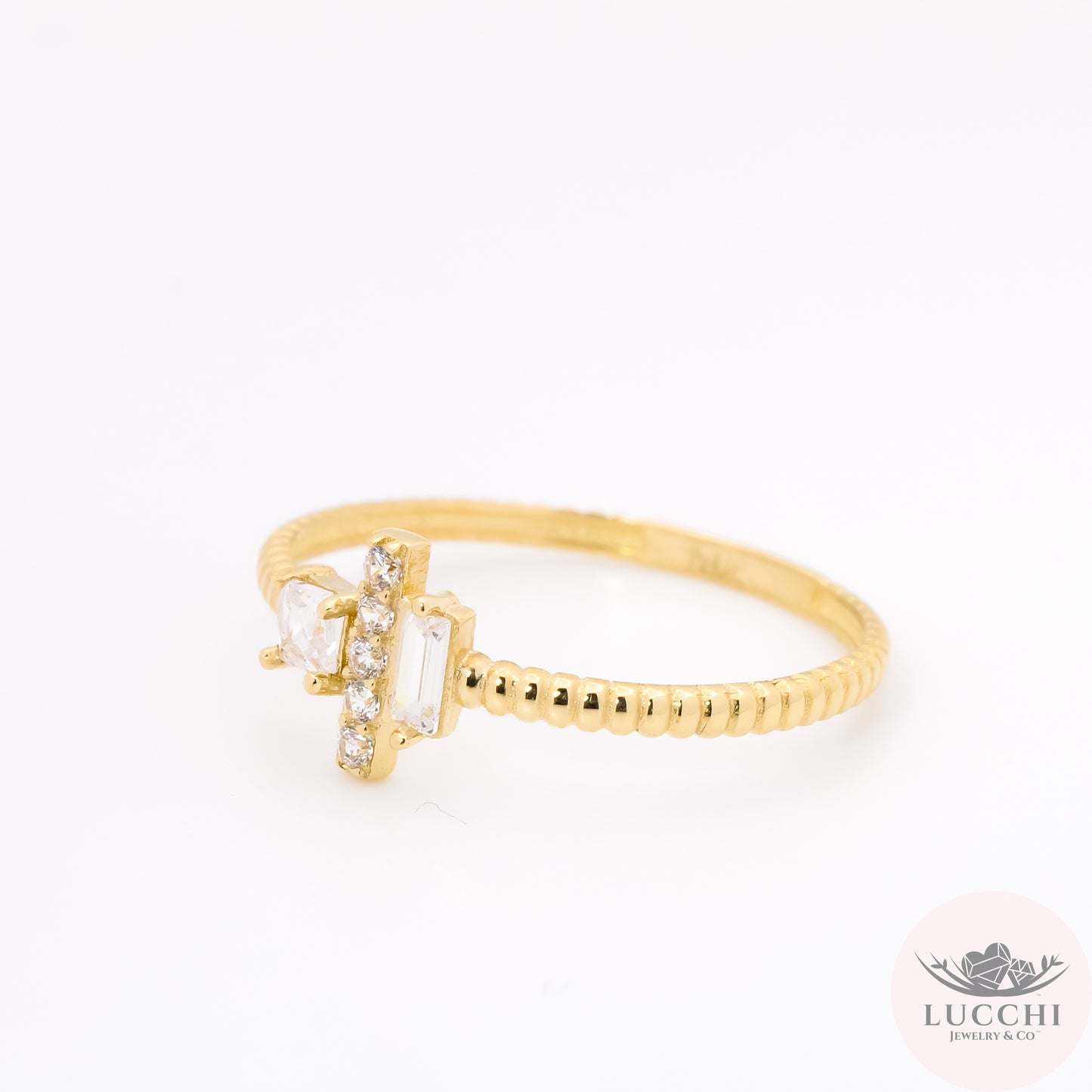 Trilogy Chain Ring - White - 14k
