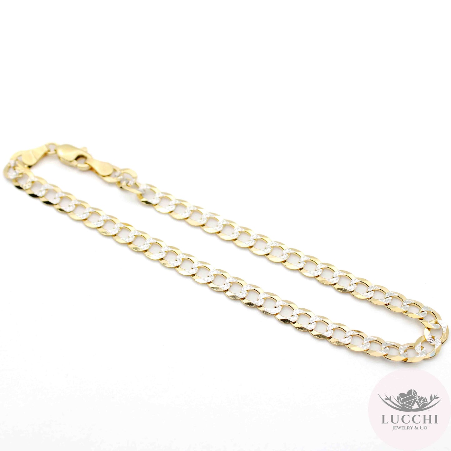 14k Cuban Link Diamond Cut Bracelet - 5mm width