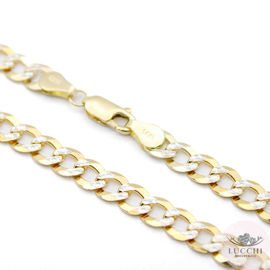 14k Cuban Link Diamond Cut Bracelet - 6mm width