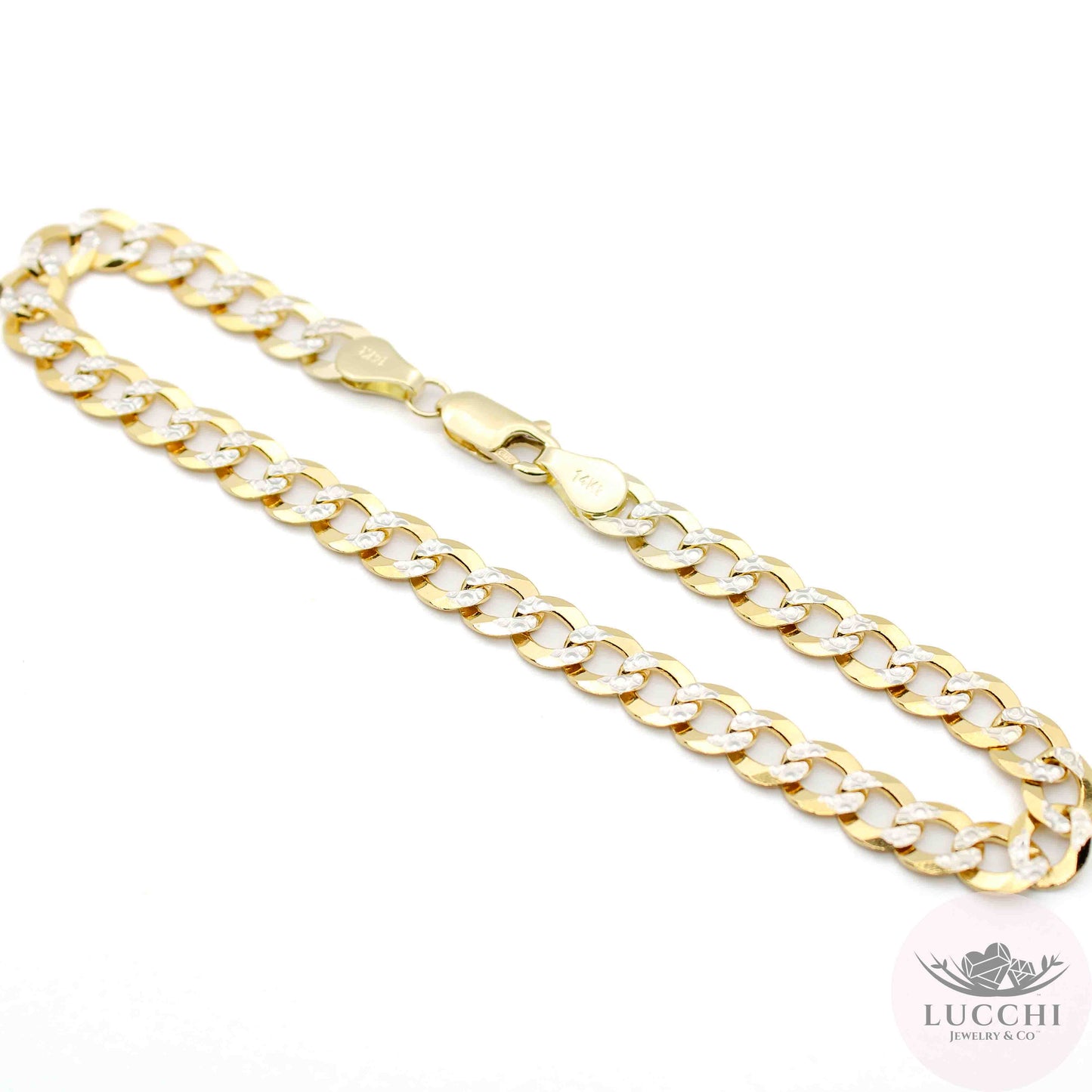 14k Cuban Link Diamond Cut Bracelet - 6mm width