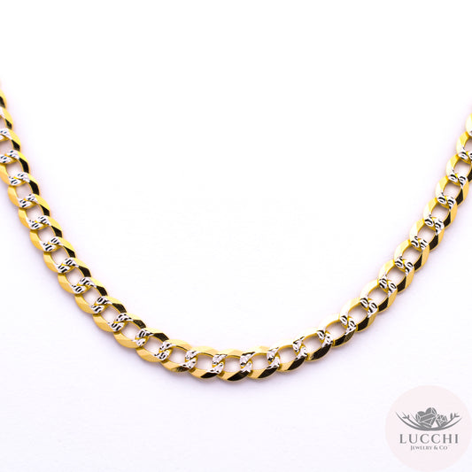 Curb Chain Necklace - Diamond Cuts - 4mm - 14k