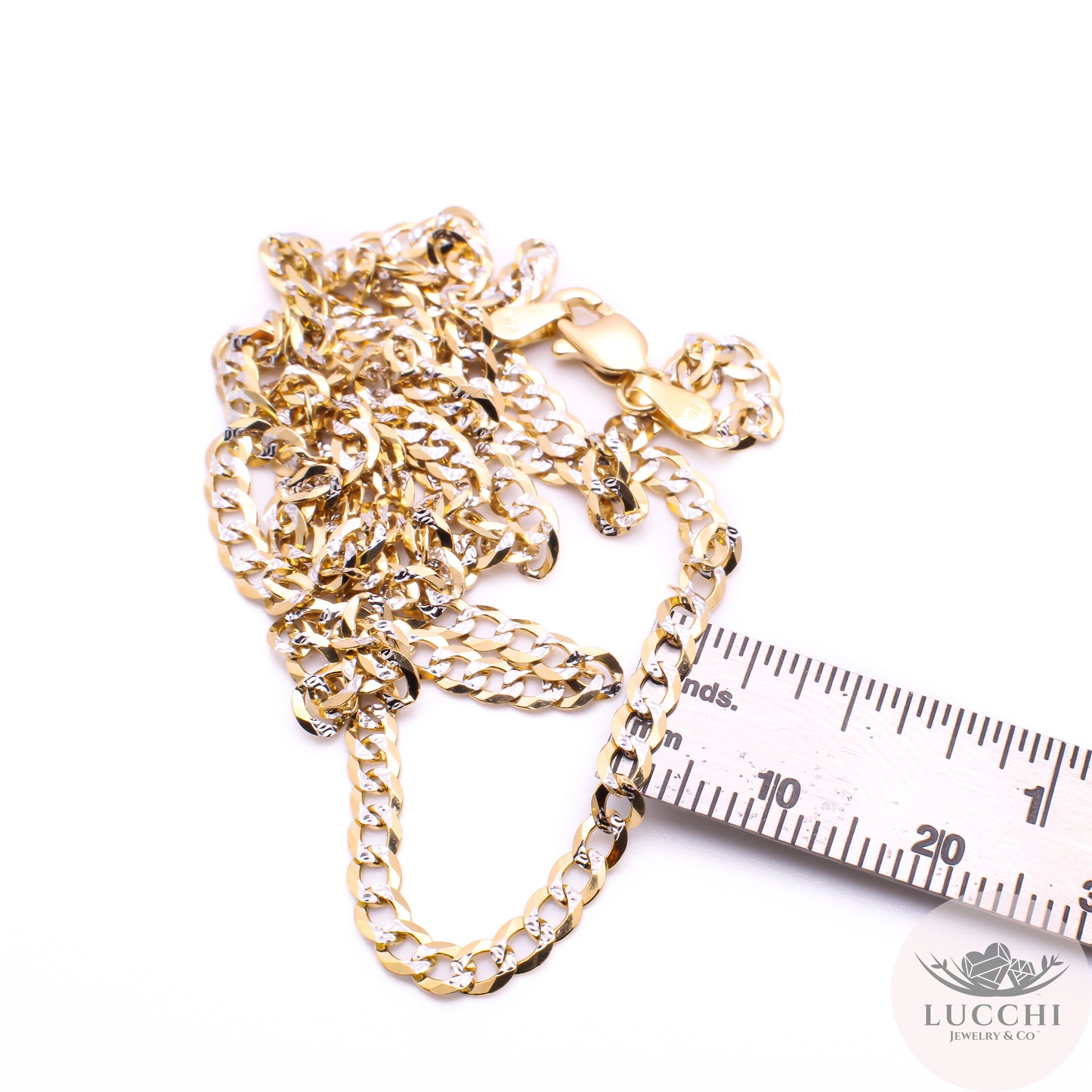 Curb Chain Necklace - Diamond Cuts - 4mm - 14k