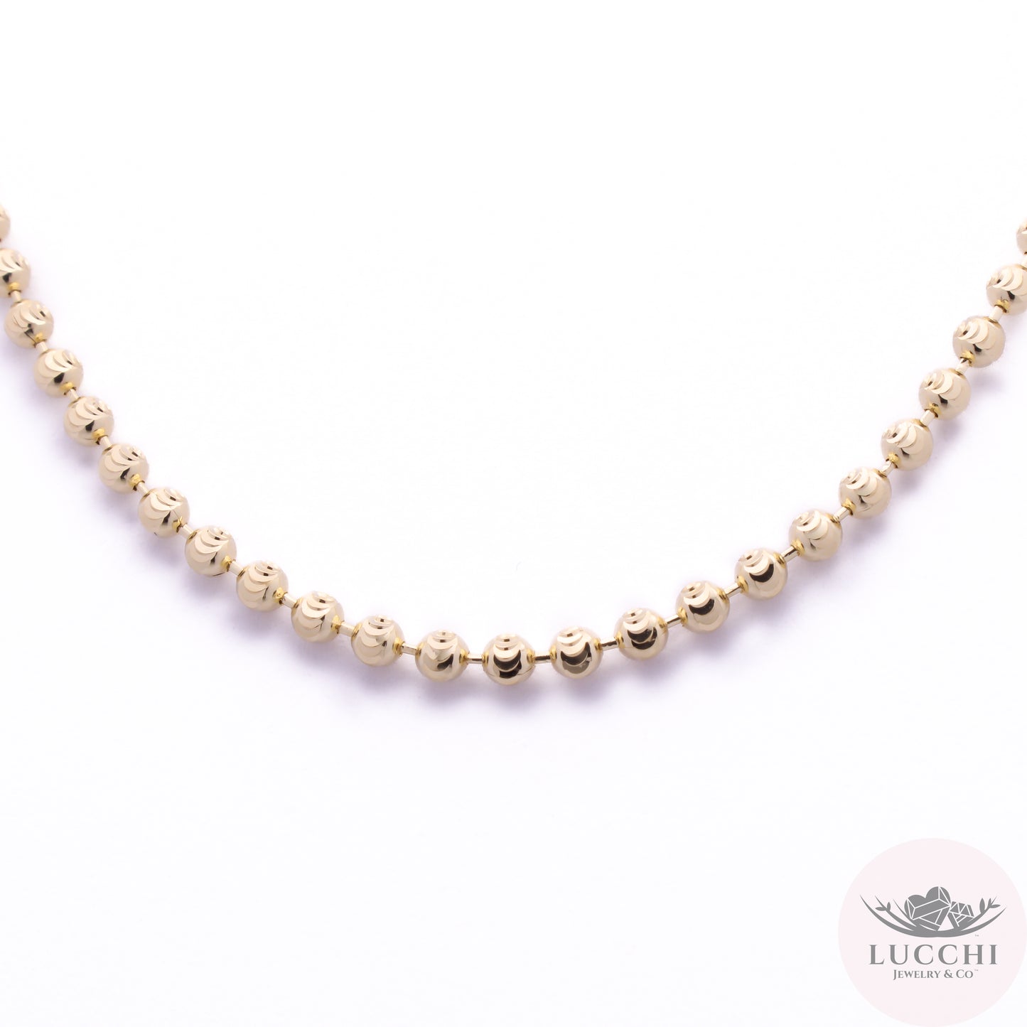 22" Diamond Cut Ball Chain Necklace - 2.5mm - 14k