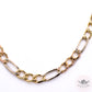 22" Figaro Tri Gold Chain Necklace - Star Engraved - 5mm - 14k