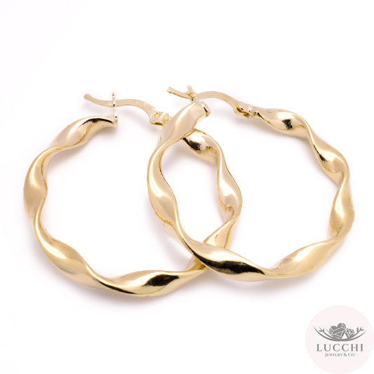 28mm Twisted Hoop Earrings - 14k