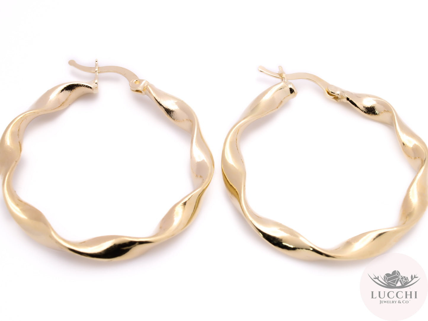 28mm Twisted Hoop Earrings - 14k