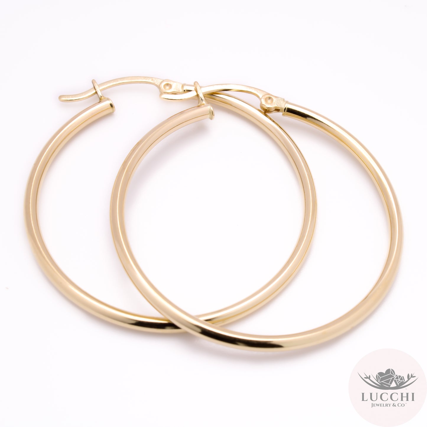 30mm Classic Hoop Earrings - Natural - 14k