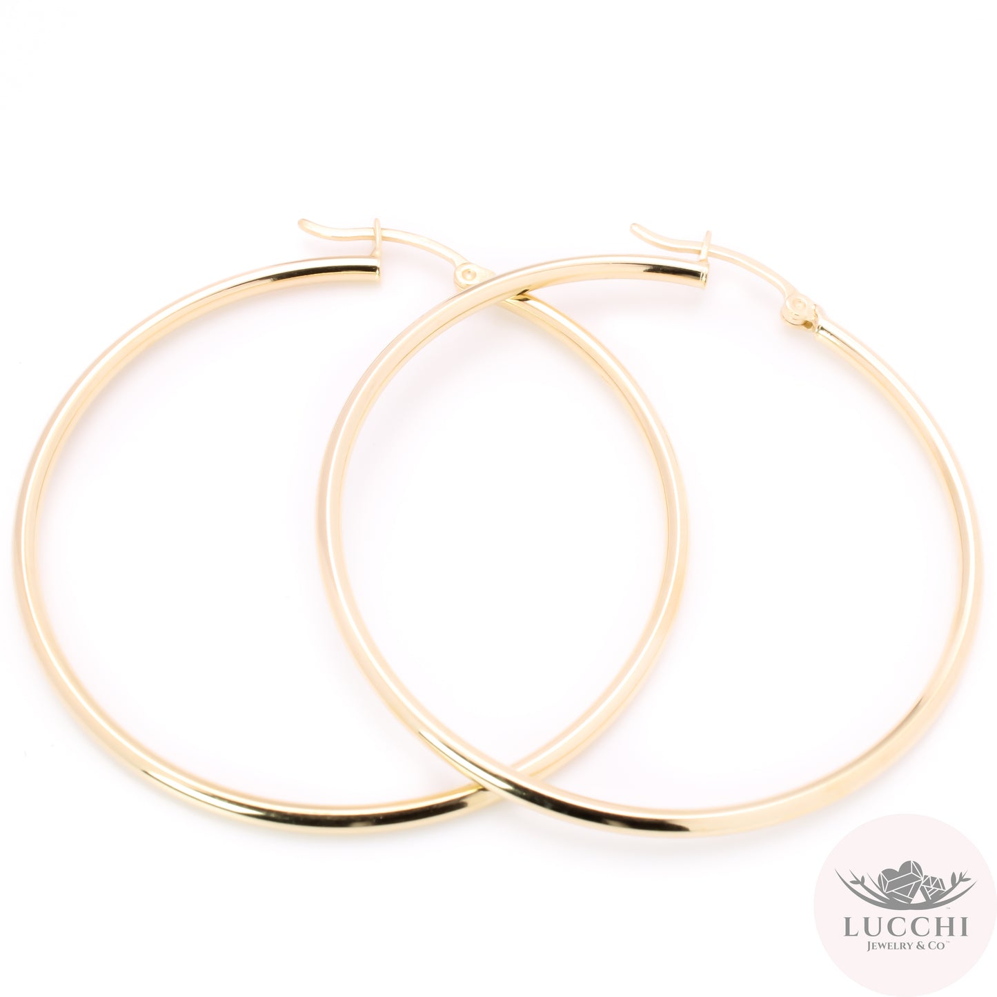 40mm Classic Hoop Earrings - Natural - 14k