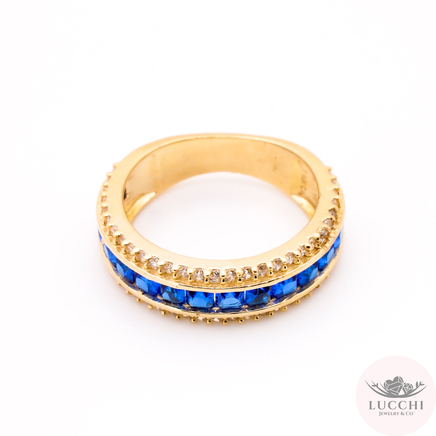 Aniversary Channel Ring - Shapphire Blue - 14k