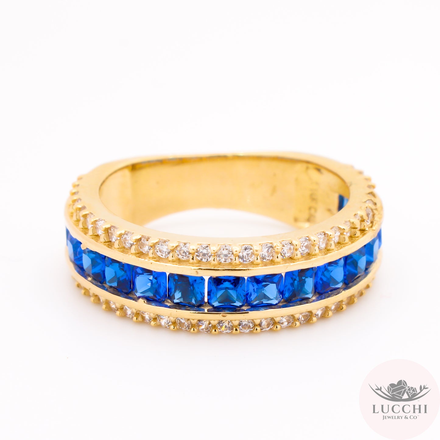 Aniversary Channel Ring - Shapphire Blue - 14k