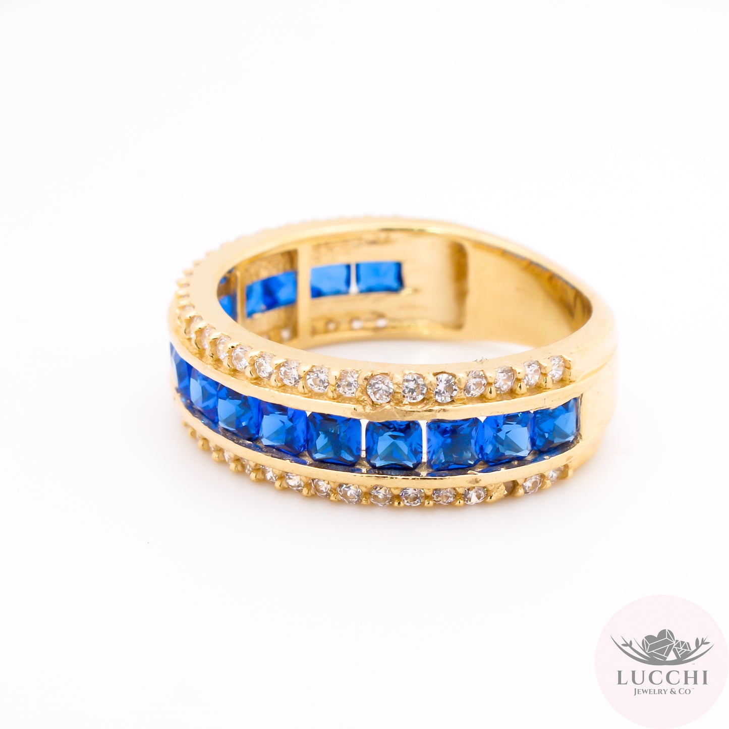 Aniversary Channel Ring - Shapphire Blue - 14k