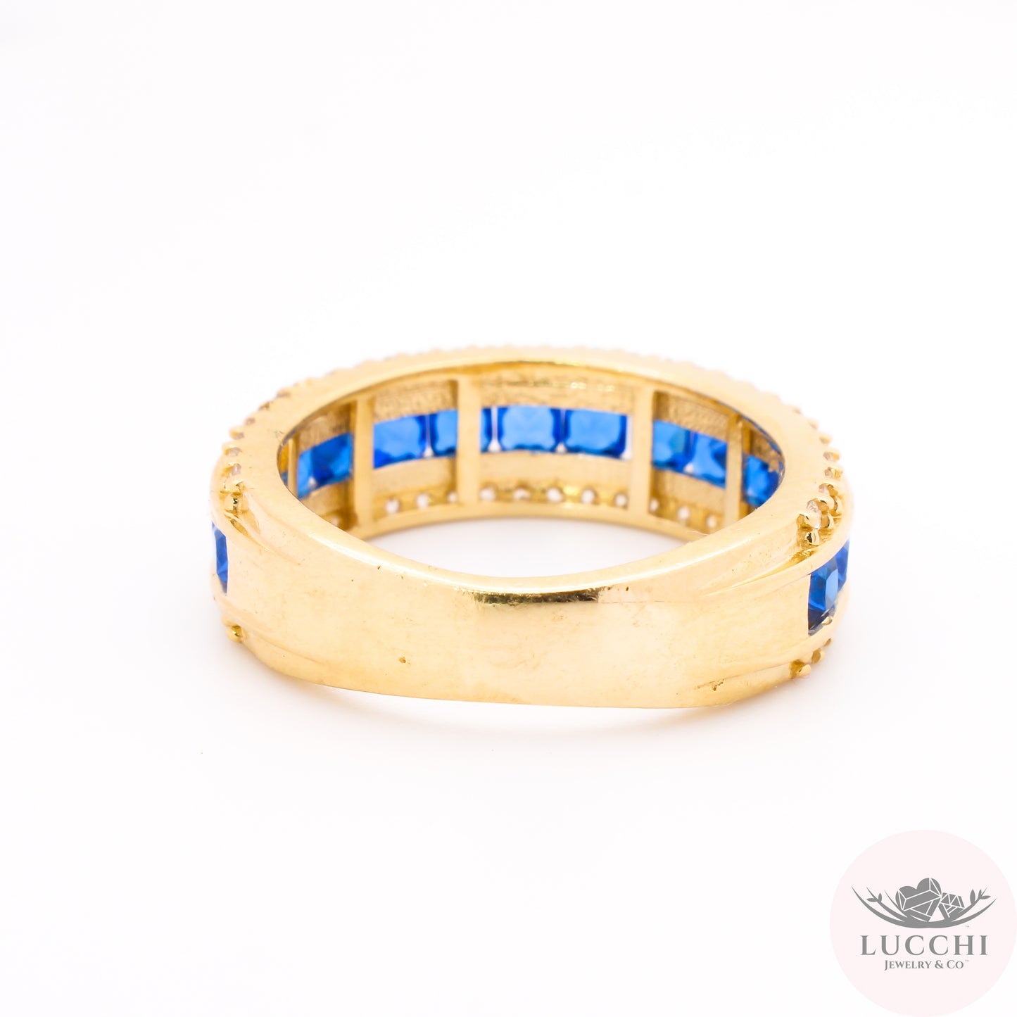 Aniversary Channel Ring - Shapphire Blue - 14k