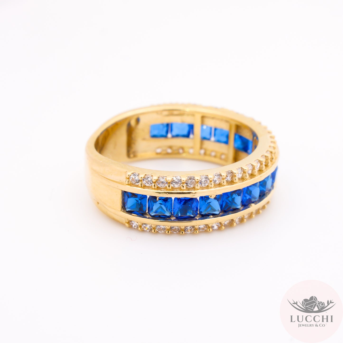 Aniversary Channel Ring - Shapphire Blue - 14k