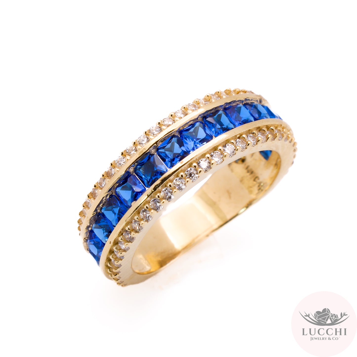 Aniversary Channel Ring - Shapphire Blue - 14k