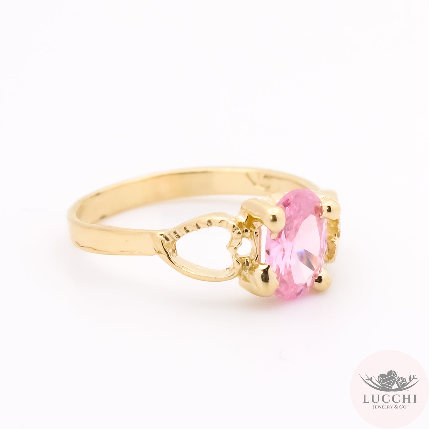 Baby Birthstone Ring Hearts - Pink - 14k