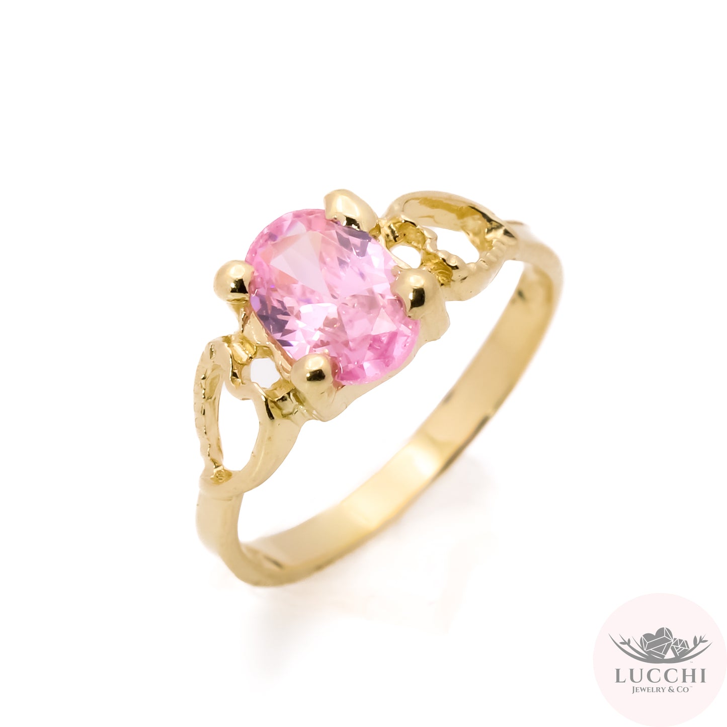 Baby Birthstone Ring Hearts - Pink - 14k