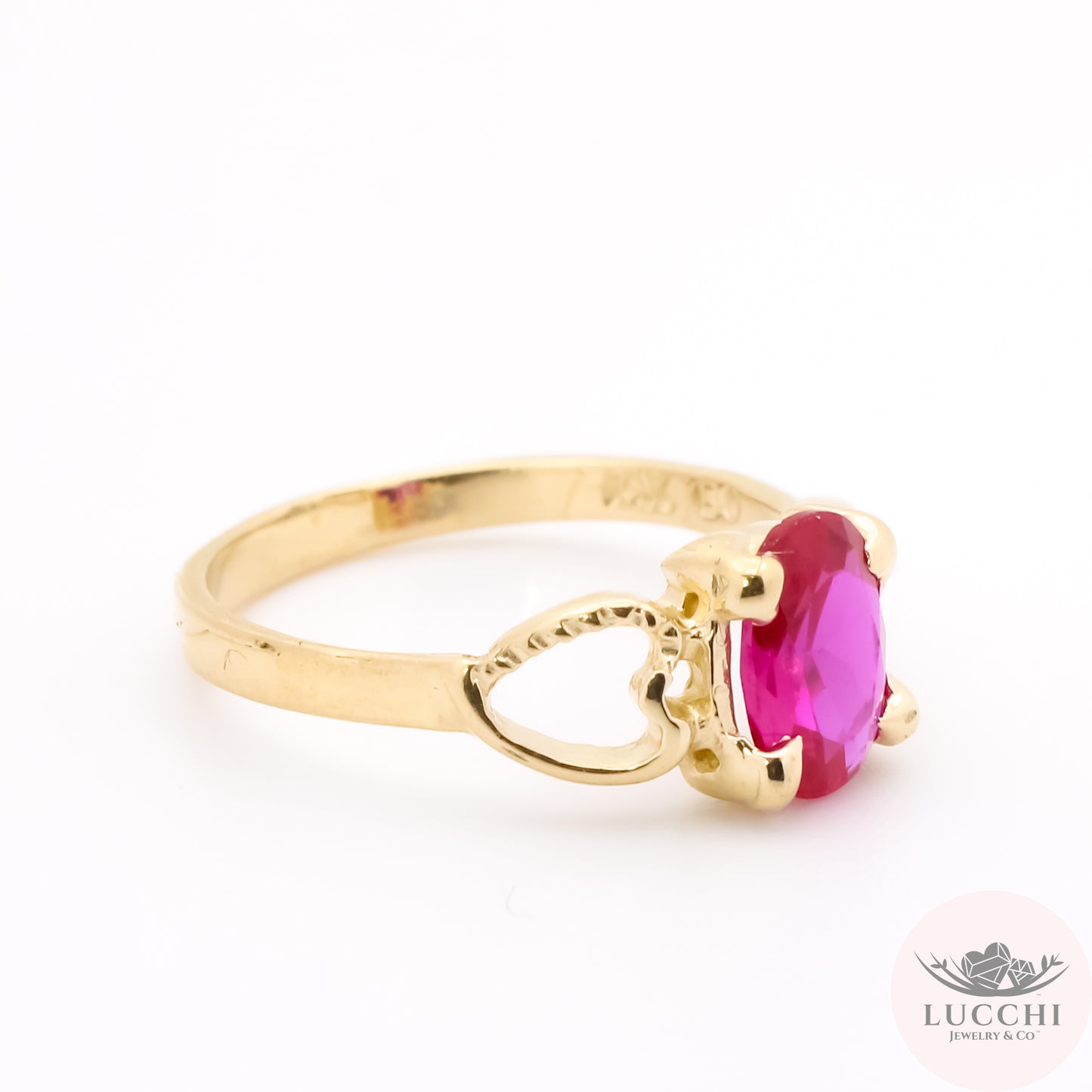 Baby Birthstone Ring - Ruby Red - 14k