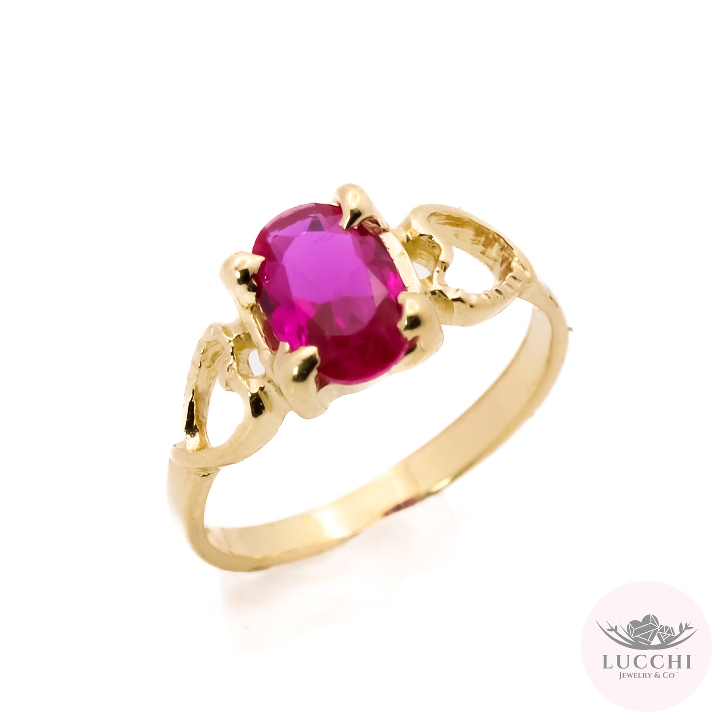 Baby Birthstone Ring - Ruby Red - 14k