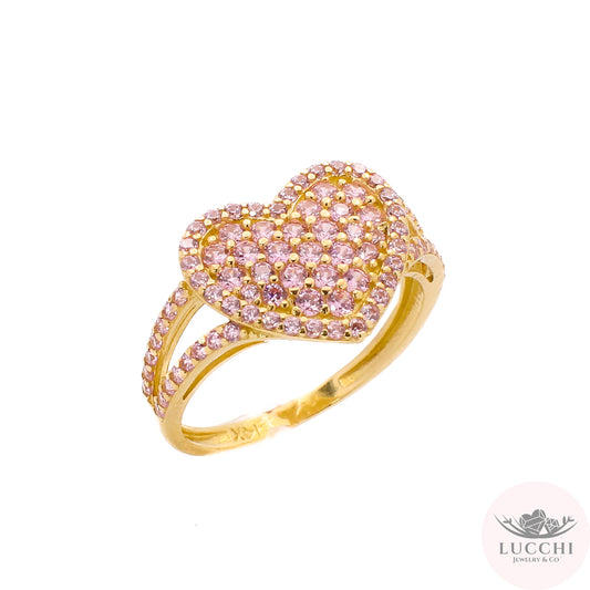 Big Heart Pave x Promise Ring - Crystal Pink - 14k