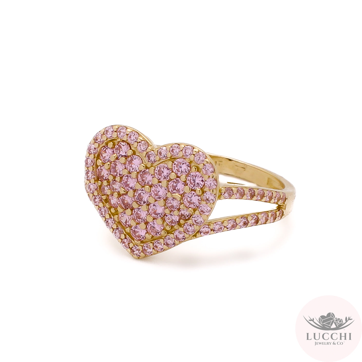 Big Heart Pave x Promise Ring - Crystal Pink - 14k