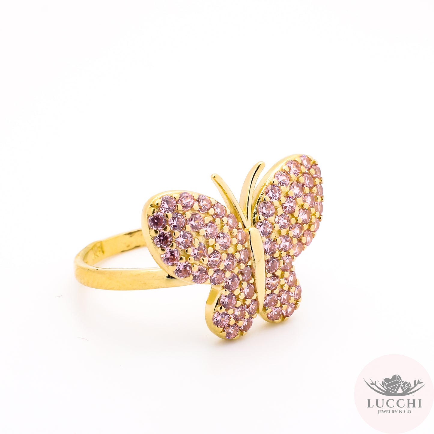 Butterfly Statement Ring - Baby Pink - 14k