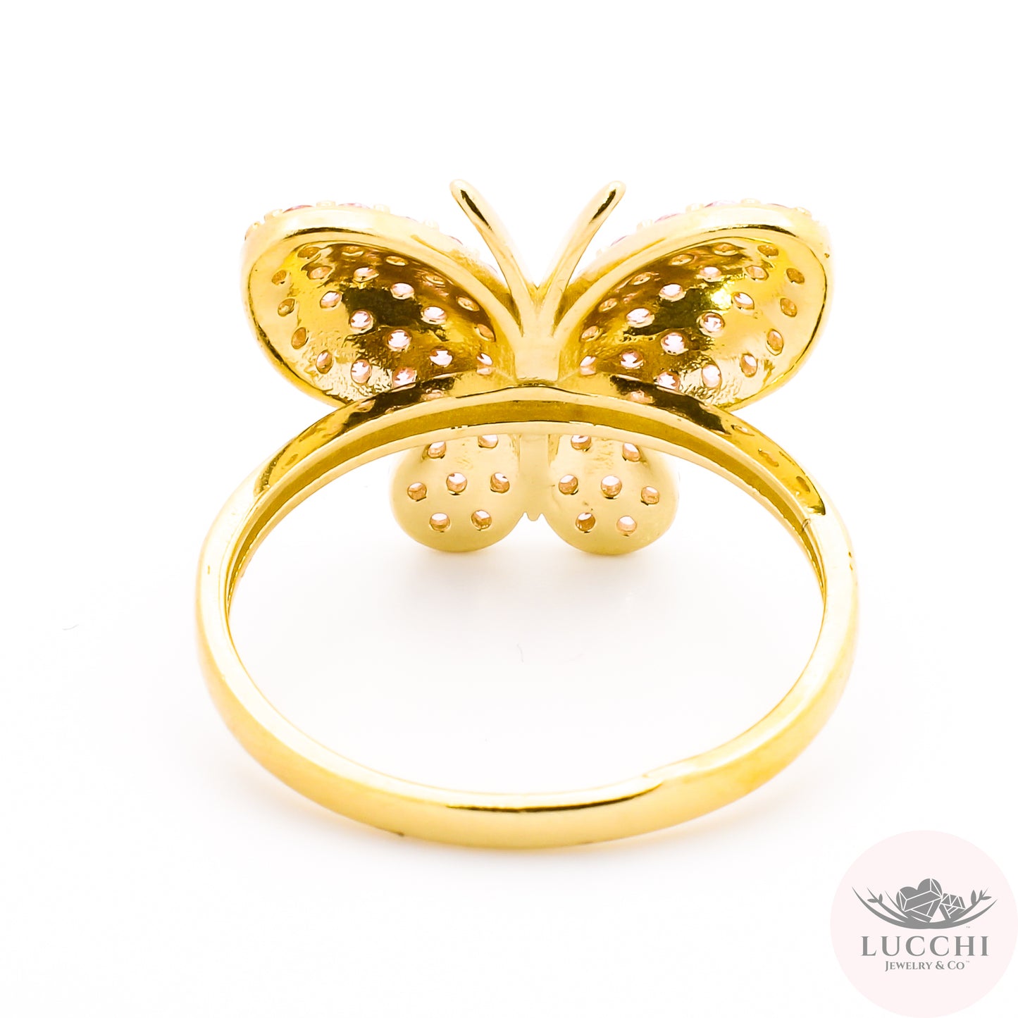 Butterfly Statement Ring - Baby Pink - 14k