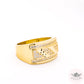 Contemporary Strike Ring - White - Diamond Cuts - 14k