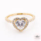 Floating Heart Halo Ring - White - 14k