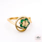 Statement x Floral x Bypass x Halo Ring - Emerald Green - 14k