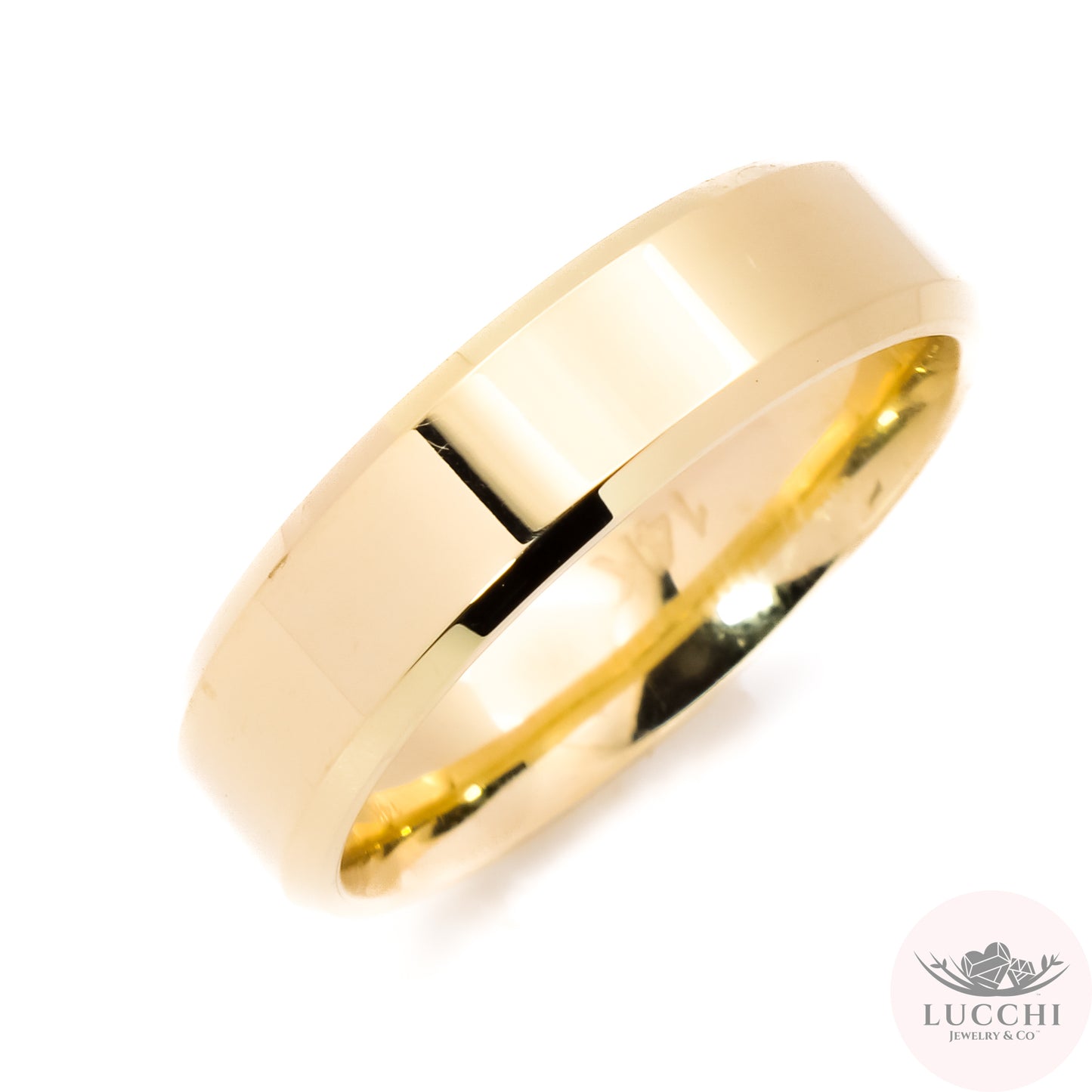 Geometric Sleek Plain Band Ring - 14k