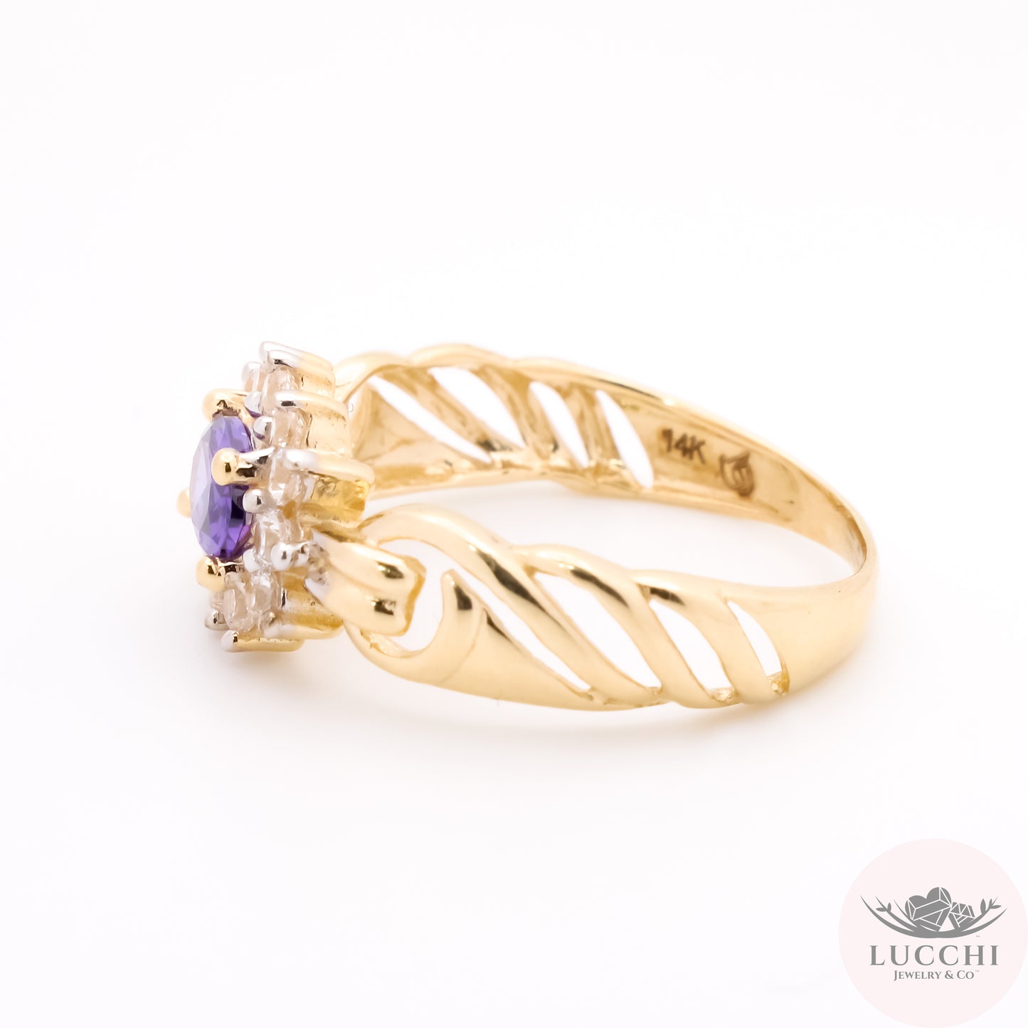 Halo Link Ring - Amethyst Purple - 14k