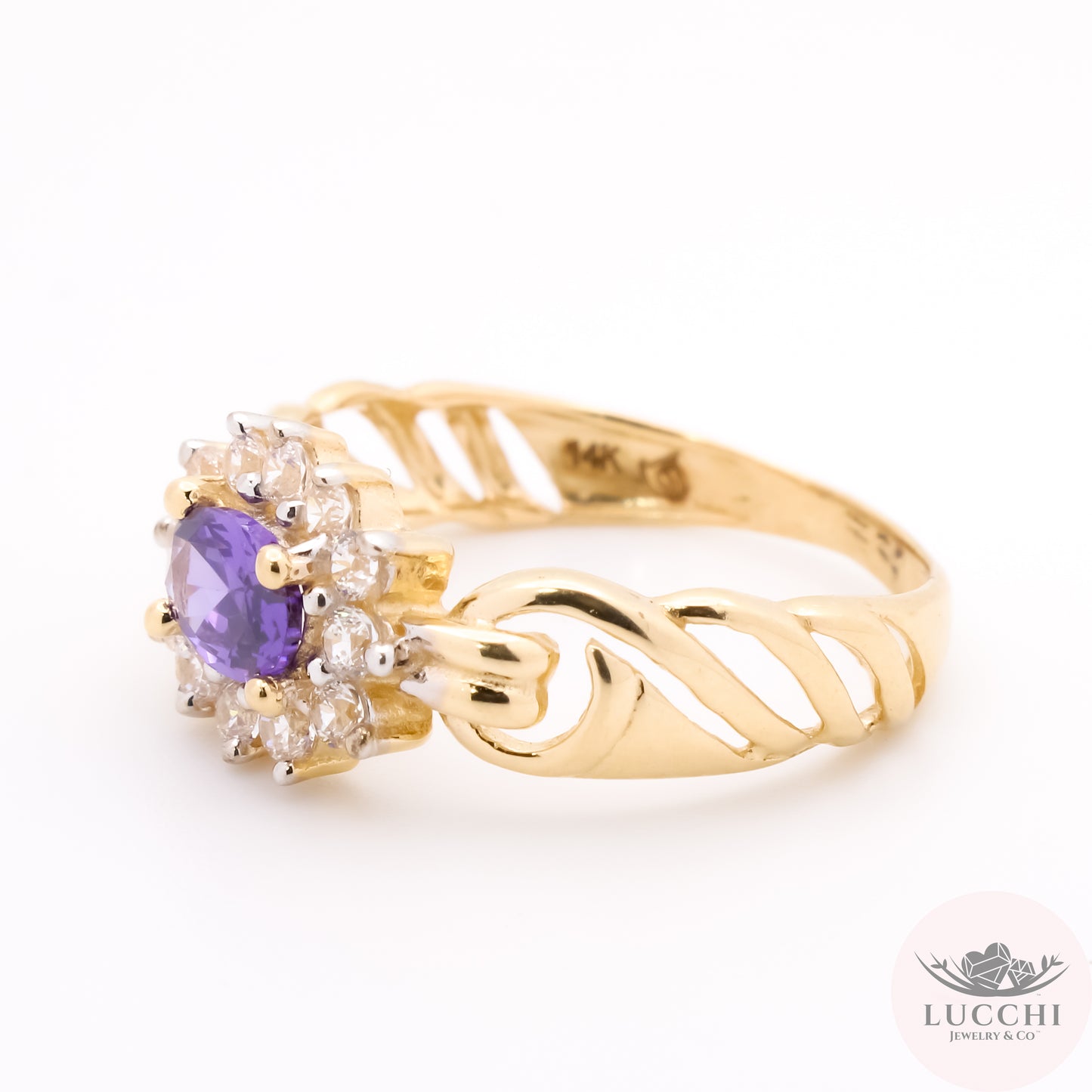 Halo Link Ring - Amethyst Purple - 14k