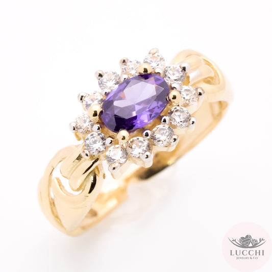 Halo Link Ring - Amethyst Purple - 14k