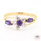 Halo x Floral x Trilogy CZ Ring - Amethyst Purple - 14k