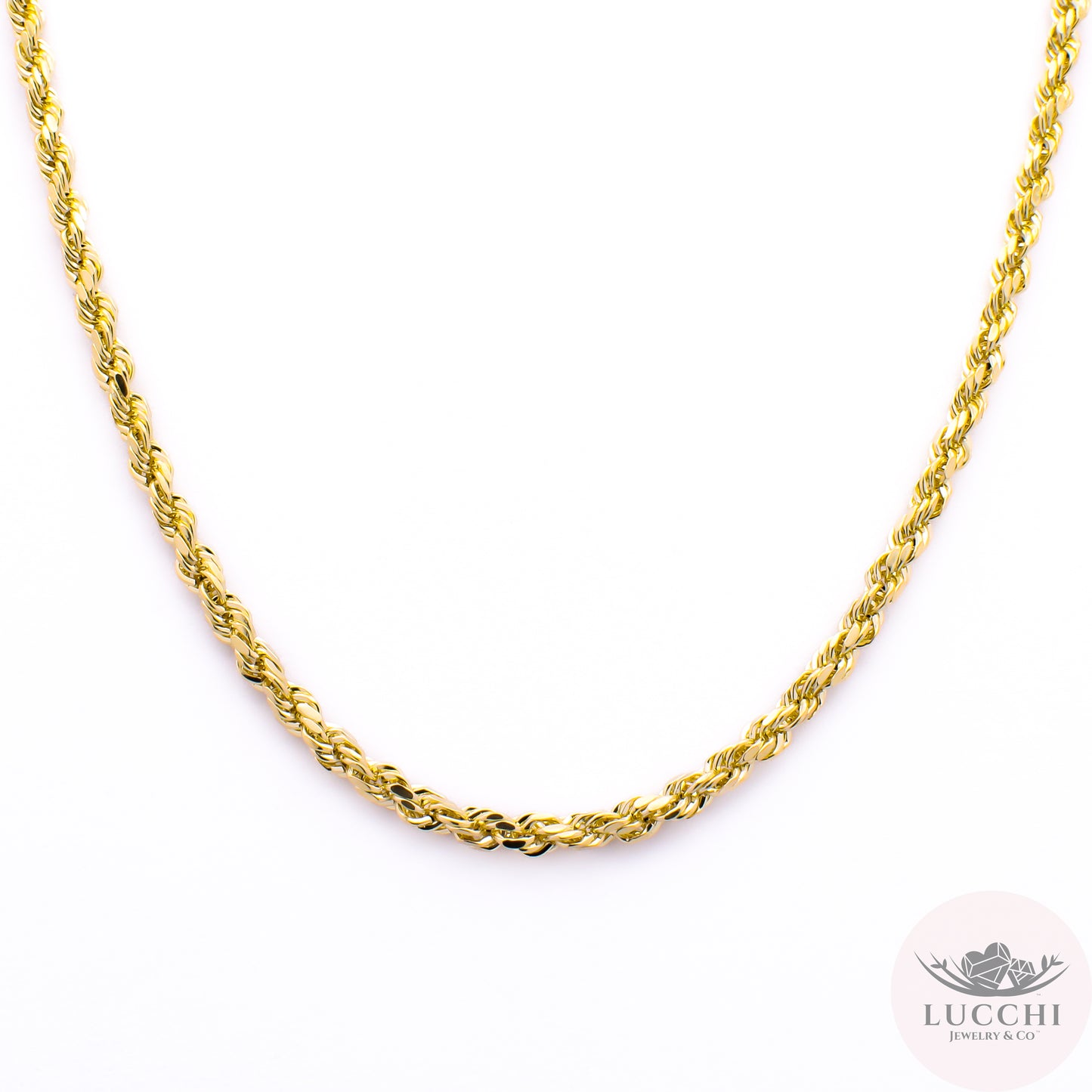 Hollow Rope Chain Necklace - 3mm - 14k