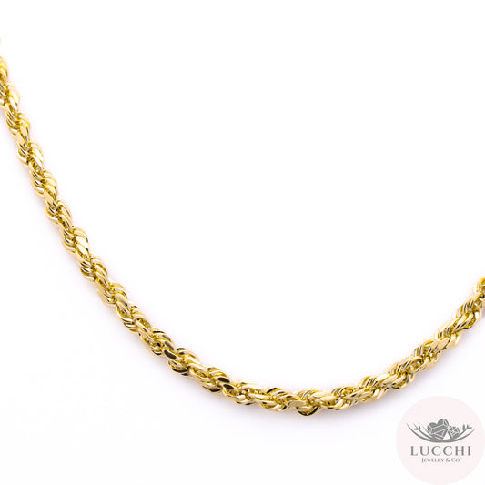 Hollow Rope Chain Necklace - 3mm - 14k