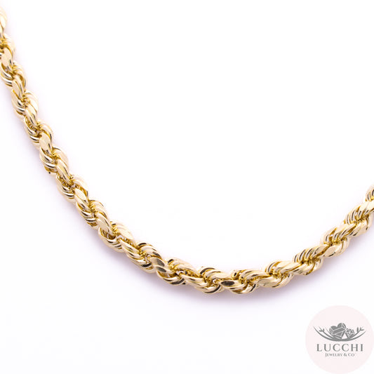 Hollow Rope Chain Necklace - 4mm - 14k