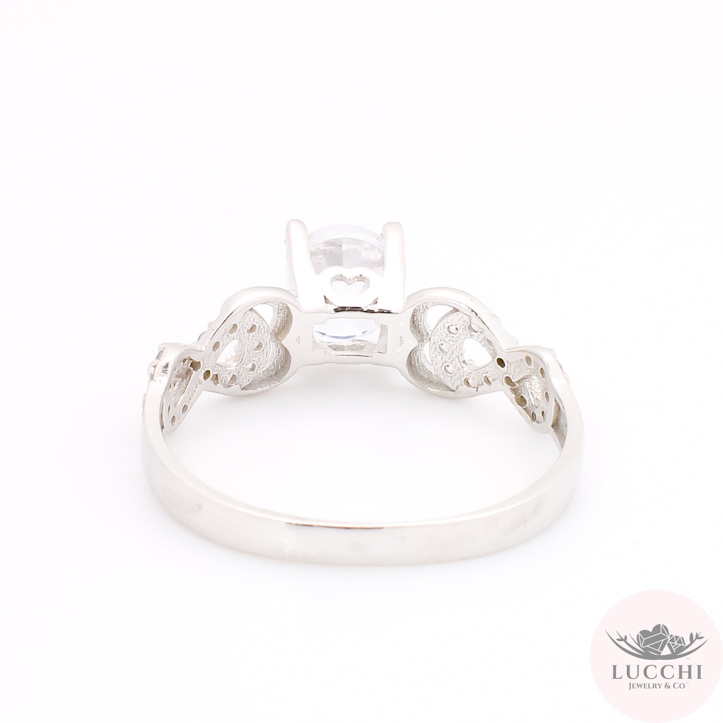 Infinity Solitaire Heart Ring - White - 14k White Gold